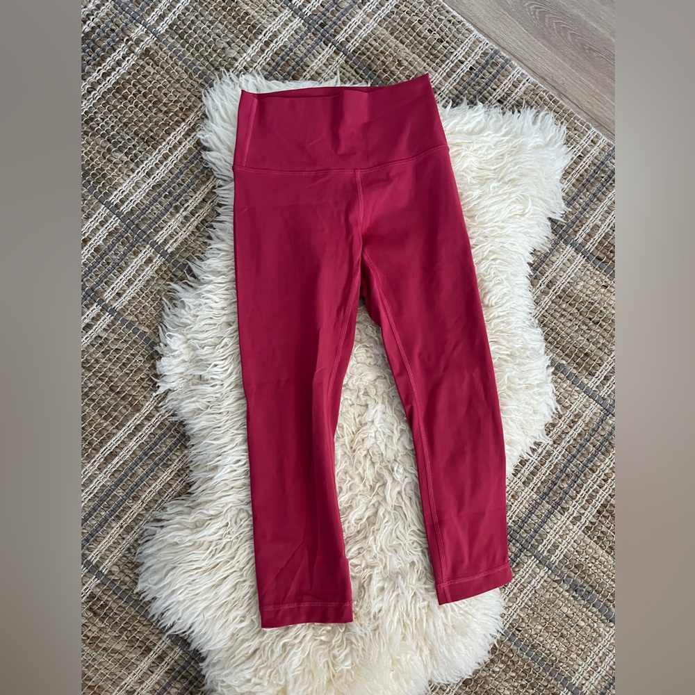 Lululemon Wunder Train high Rise crop leggings size 4 bright pink